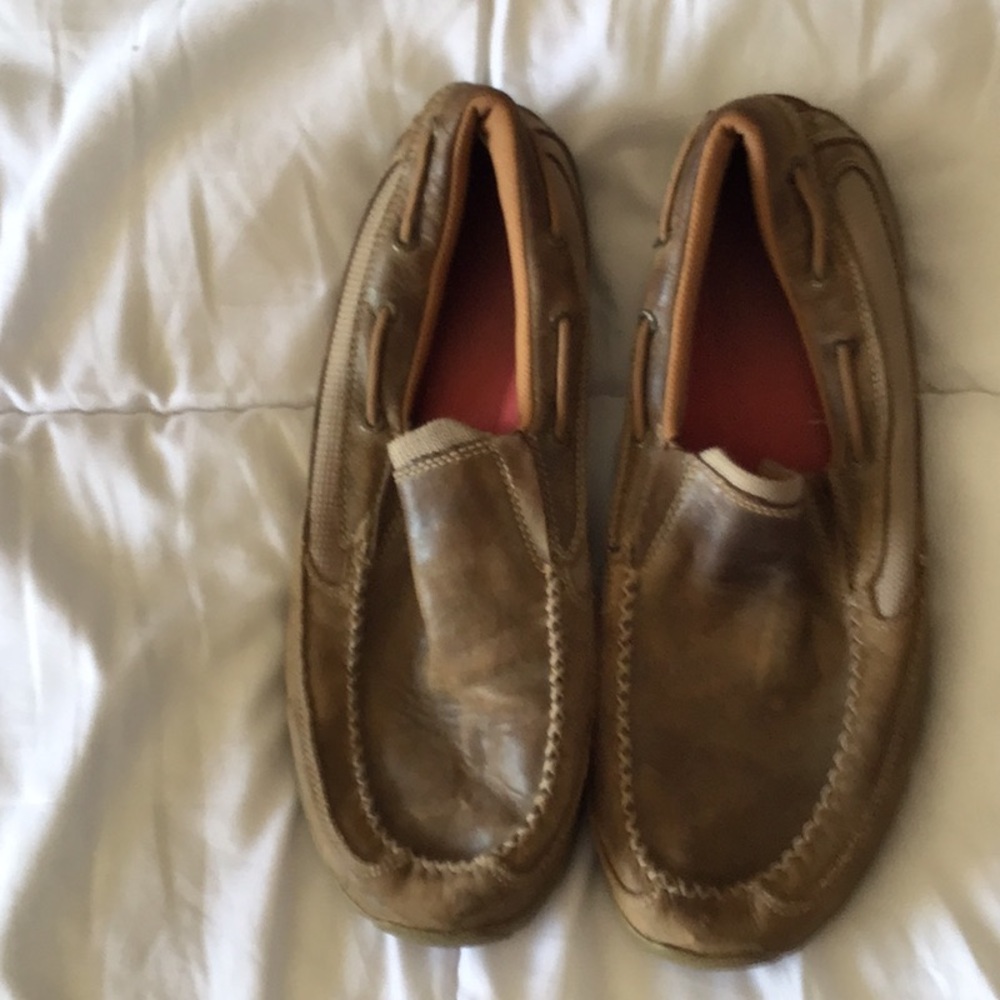 Twisted x men’s driving mic bomber brown leather boat shoes size 11m